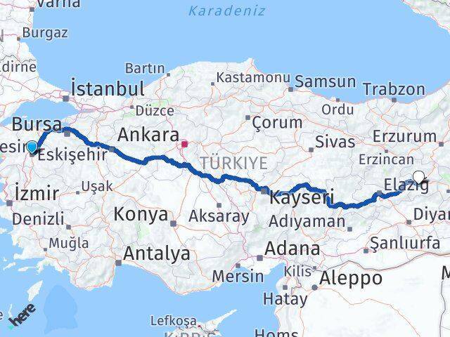 Altıeylül Bingöl Arası Kaç Km - Yol Tarifi