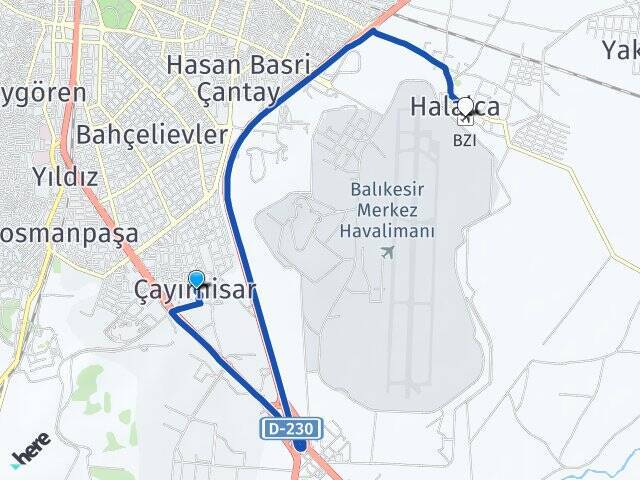 Çayırhisar Balıkesir Merkez Havalimanı Arası Kaç Km - Yol Tarifi