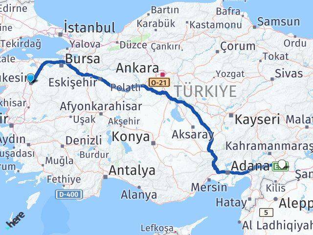 Balıkesir Altıeylül Gaziantep Arası Kaç Km - Yol Haritası
