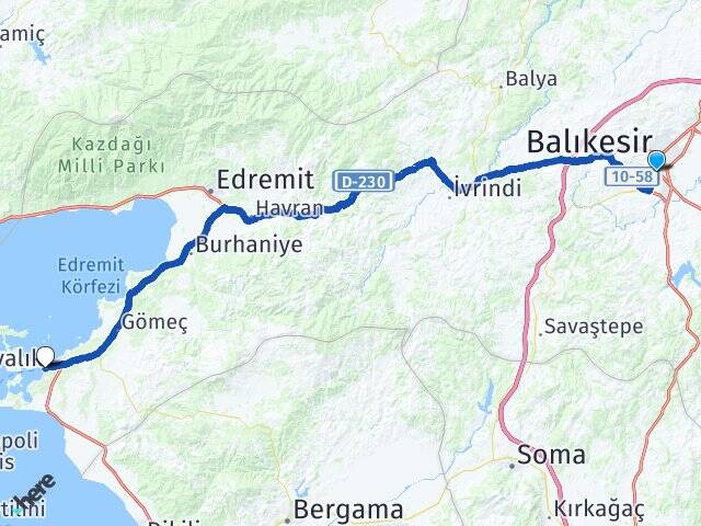 Gaziosmanpaşa Ayvalık Feribot Terminali Arası Kaç Km - Yol Tarifi