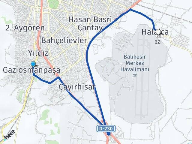 Gaziosmanpaşa Balıkesir Merkez Havalimanı Arası Kaç Km - Yol Tarifi