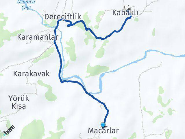 Macarlar Kabaklı Arası Kaç Km - Yol Tarifi