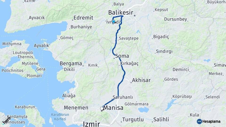 Balıkesir Altıeylül Manisa Arası Kaç Km - Yol Haritası