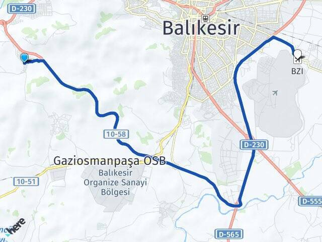 Ortamandıra Balıkesir Merkez Havalimanı Arası Kaç Km - Yol Tarifi