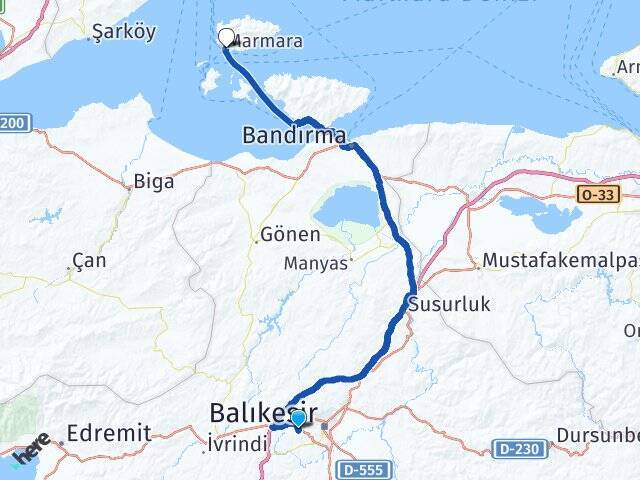 Ortamandıra Marmara Adası Feribot İskelesi Arası Kaç Km - Yol Tarifi