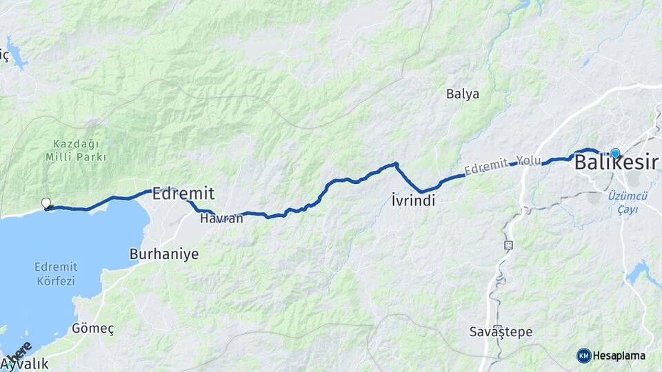 Balıkesir Altınoluk Edremit Arası Kaç Km - Yol Haritası