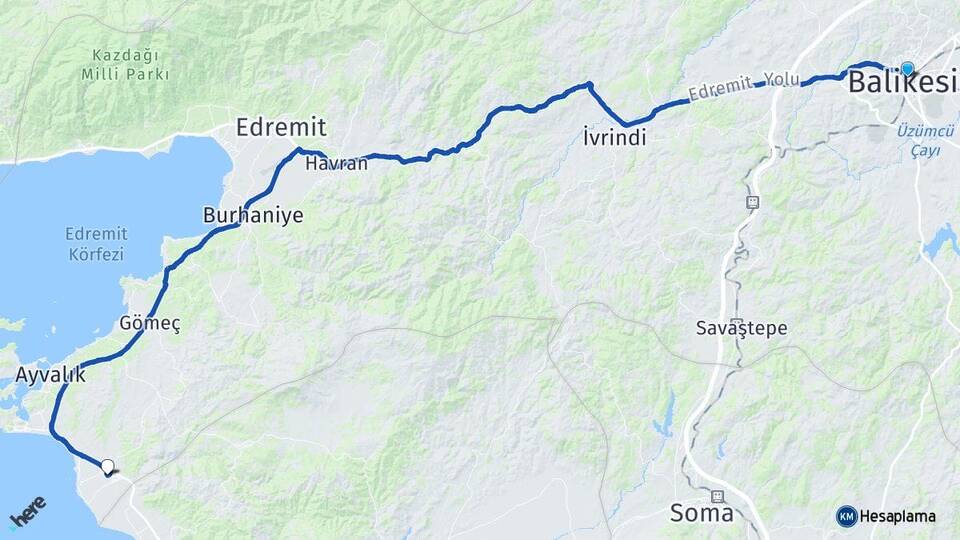 Balıkesir Altınova Ayvalık Arası Kaç Km - Yol Haritası