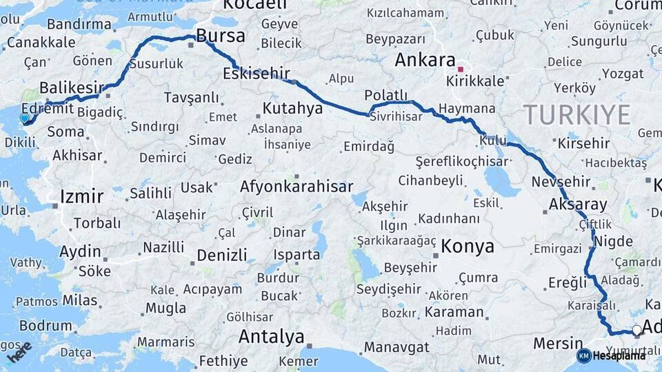 Balıkesir Ayvalık Adana Arası Kaç Km - Yol Haritası