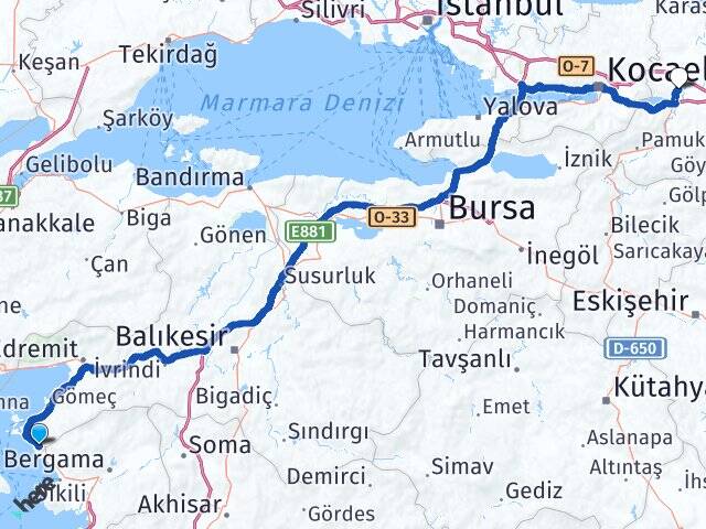 Balıkesir Ayvalık Altınova Adapazarı Sakarya Arası Kaç Km - Yol Haritası