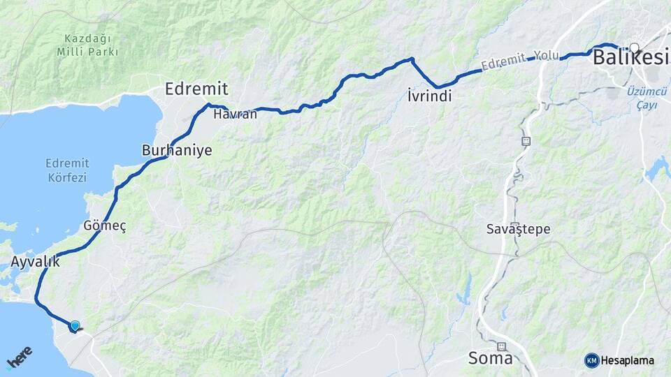 Balıkesir Ayvalık Altınova Arası Kaç Km - Yol Haritası