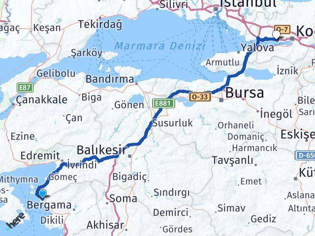 Balıkesir Ayvalık Altınova Körfez Kocaeli Arası Kaç Km - Yol Haritası