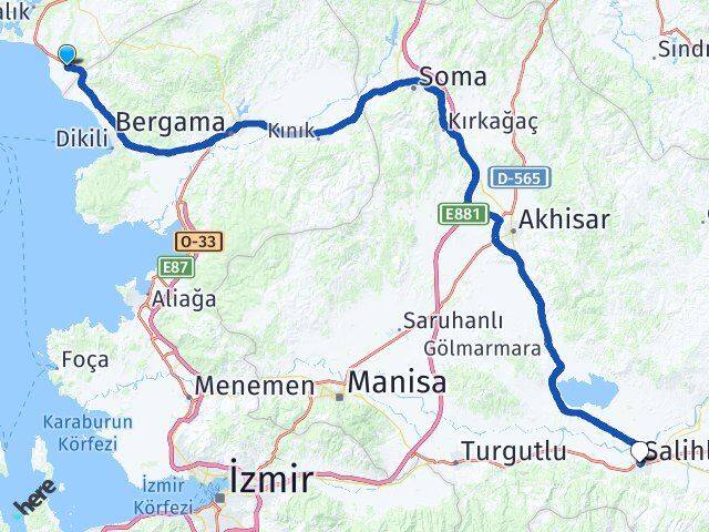 Balıkesir Ayvalık Altınova Salihli Manisa Arası Kaç Km - Yol Haritası