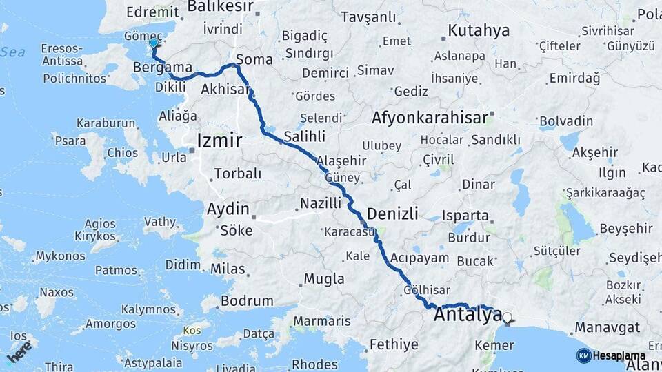 Balıkesir Ayvalık Antalya Arası Kaç Km - Yol Haritası