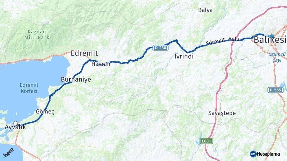 Balıkesir Ayvalık Arası Kaç Km - Yol Haritası