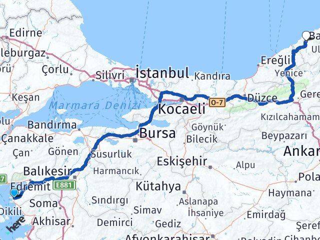 Balıkesir Ayvalık Bartın Arası Kaç Km - Yol Haritası