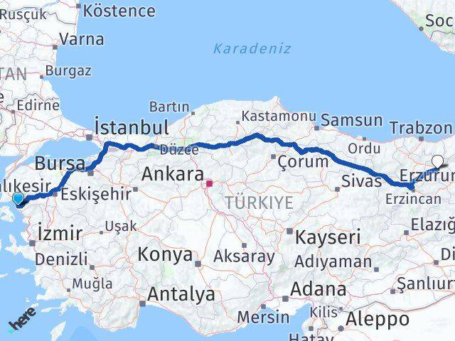 Balıkesir Ayvalık Bayburt Arası Kaç Km - Yol Haritası