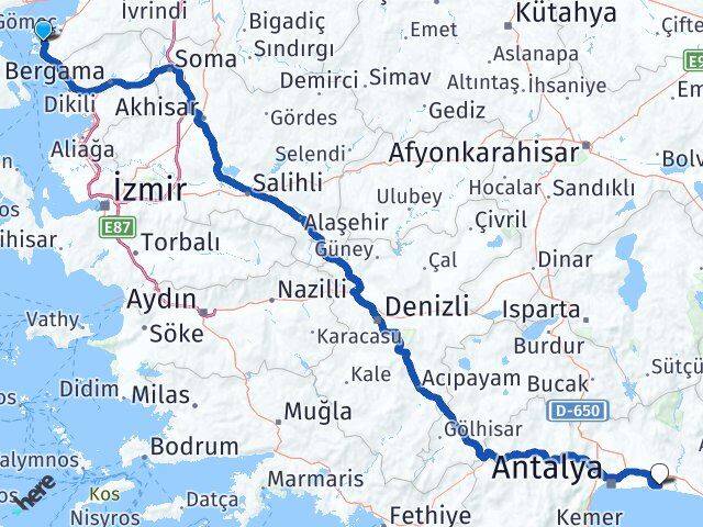 Balıkesir Ayvalık Belek Serik Antalya Arası Kaç Km - Yol Haritası
