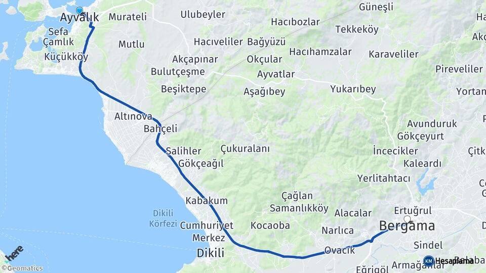 Balıkesir Ayvalık Bergama İzmir Arası Kaç Km - Yol Haritası