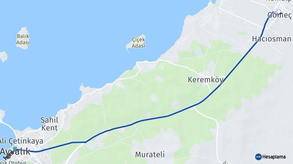Balıkesir Ayvalık Gömeç Arası Kaç Km - Yol Haritası
