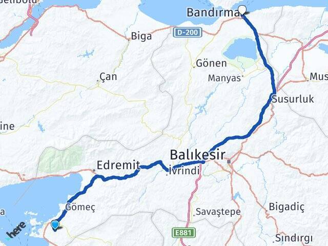 Mutlu Bandırma İDO Feribot İskelesi Arası Kaç Km - Yol Tarifi