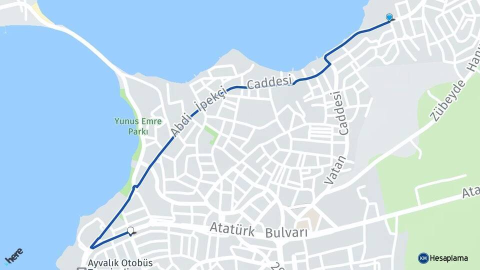 Sahil Kent Ayvalık Arası Kaç Km - Yol Tarifi