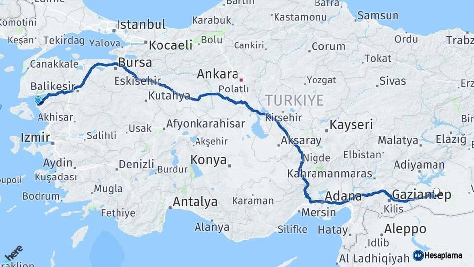 Balıkesir Ayvalık Şanlıurfa Arası Kaç Km - Yol Haritası