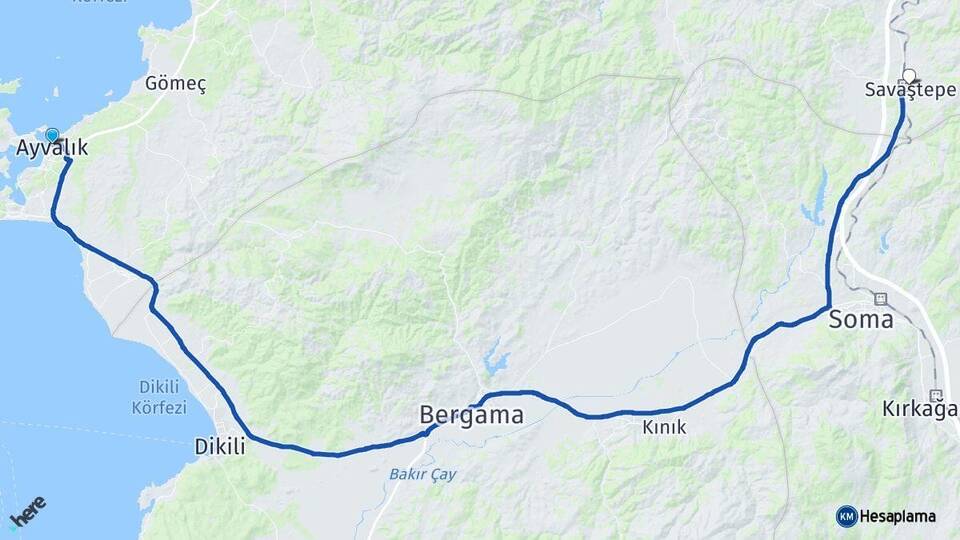 Balıkesir Ayvalık Savaştepe Arası Kaç Km - Yol Haritası