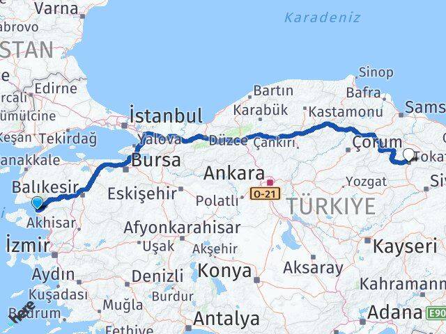 Balıkesir Ayvalık Tokat Arası Kaç Km - Yol Haritası