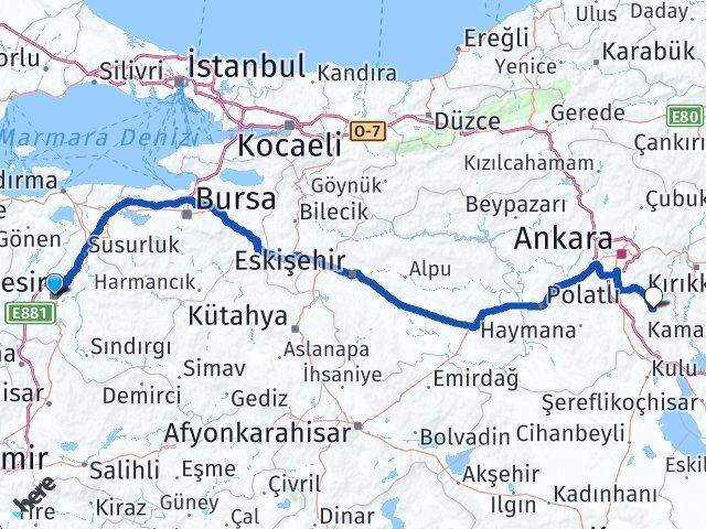 Balıkesir Bala Ankara Arası Kaç Km - Yol Haritası