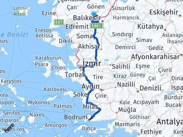 Balya Bodrum Arası Kaç Km - Yol Tarifi