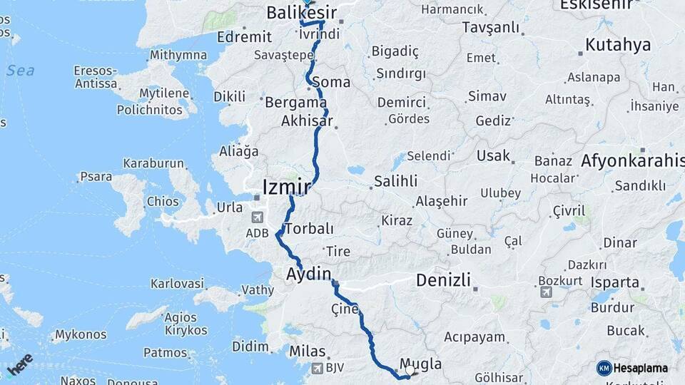 Balya Muğla Arası Kaç Km - Yol Tarifi