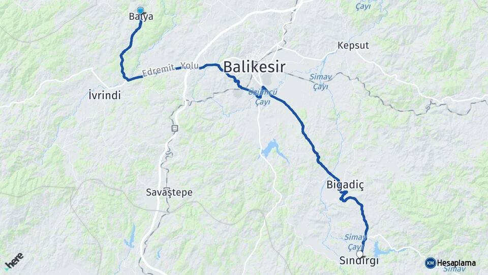 Balıkesir Balya Sındırgı Arası Kaç Km - Yol Haritası