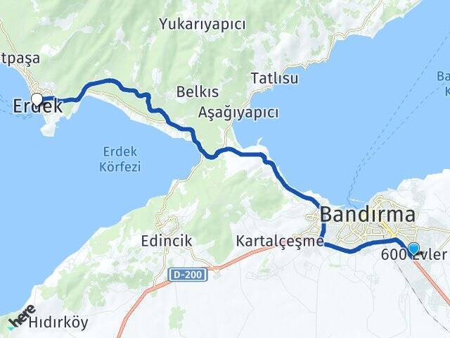 600 Evler Erdek Feribot Terminali Arası Kaç Km - Yol Tarifi