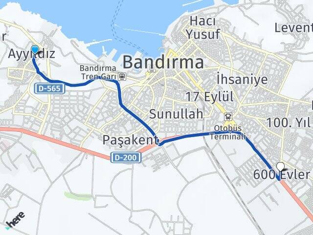 Ayyıldız 600 Evler Arası Kaç Km - Yol Tarifi