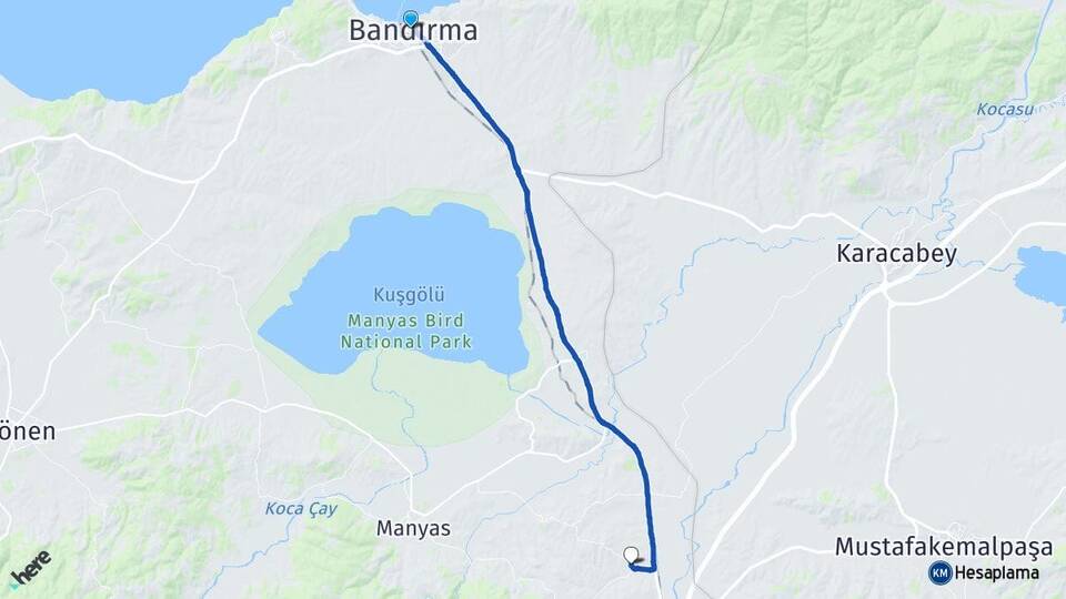 Balıkesir Bandırma Göbel Susurluk Arası Kaç Km - Yol Haritası