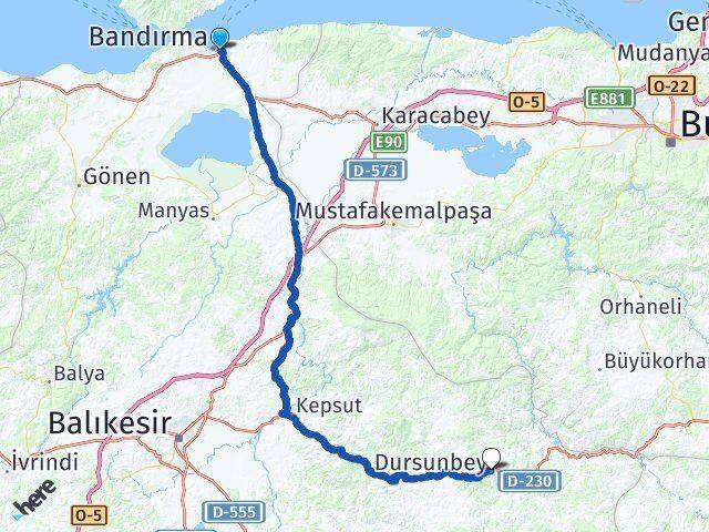 İhsaniye Dursunbey Arası Kaç Km - Yol Tarifi