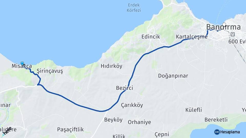 Misakça Bandırma Arası Kaç Km - Yol Tarifi