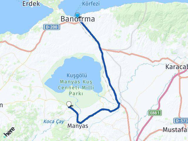 Balıkesir Bandırma Salur Manyas Arası Kaç Km - Yol Haritası