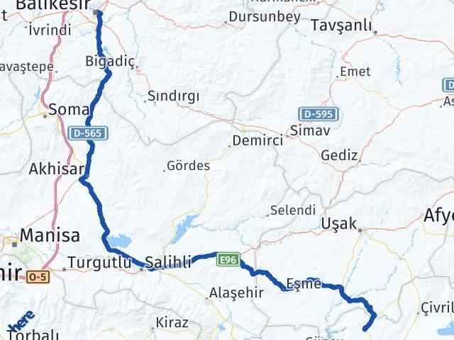 Balıkesir Bekilli Denizli Arası Kaç Km - Yol Haritası