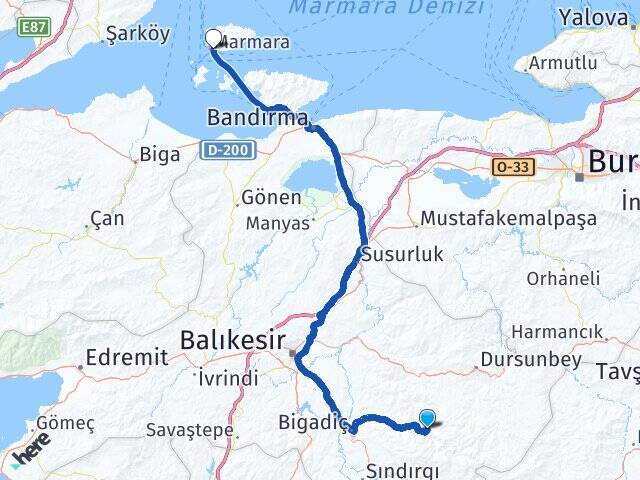Aşağıgöcek Marmara Adası Feribot İskelesi Arası Kaç Km - Yol Tarifi