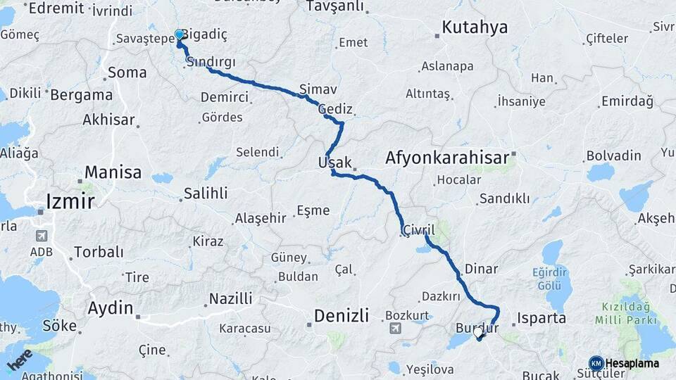 Bigadiç Burdur Arası Kaç Km - Yol Tarifi