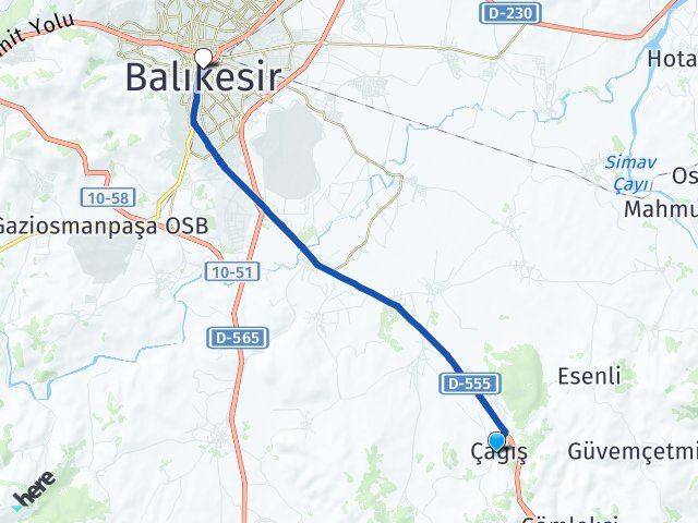 Çağış Balıkesir Arası Kaç Km - Yol Tarifi