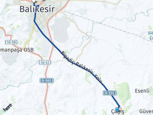 Çağış Karesi Arası Kaç Km - Yol Tarifi