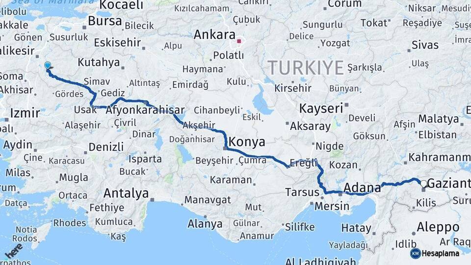 Bigadiç Gaziantep Arası Kaç Km - Yol Tarifi