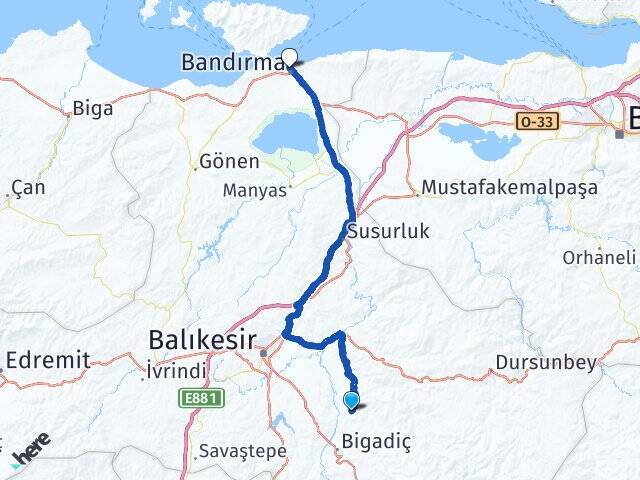 İskeleköy Bandırma İDO Feribot İskelesi Arası Kaç Km - Yol Tarifi