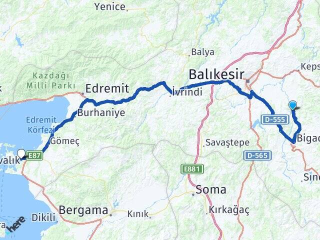 Yeniköy Ayvalık Feribot Terminali Arası Kaç Km - Yol Tarifi