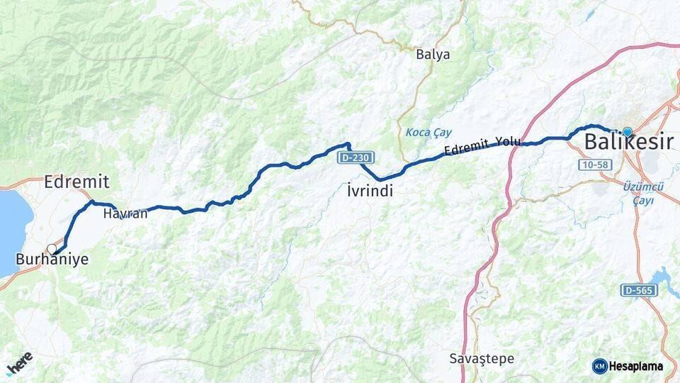 Balıkesir Burhaniye Arası Kaç Km - Yol Haritası