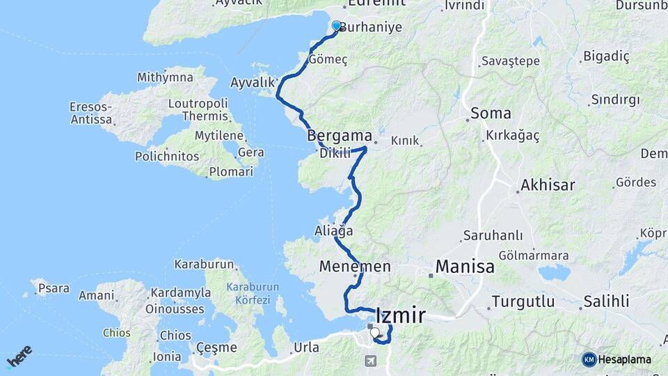 Balıkesir Burhaniye Buca İzmir Arası Kaç Km - Yol Haritası