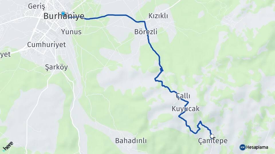 Balıkesir Burhaniye Çamtepe Burhaniye Arası Kaç Km - Yol Haritası
