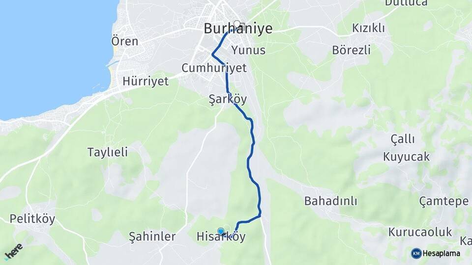 Hisarköy Burhaniye Arası Kaç Km - Yol Tarifi